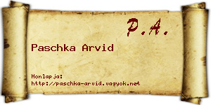 Paschka Arvid névjegykártya